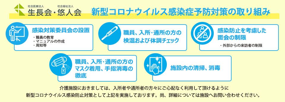 生長会悠人会_新型コロナウイルス予防対策の取り組み